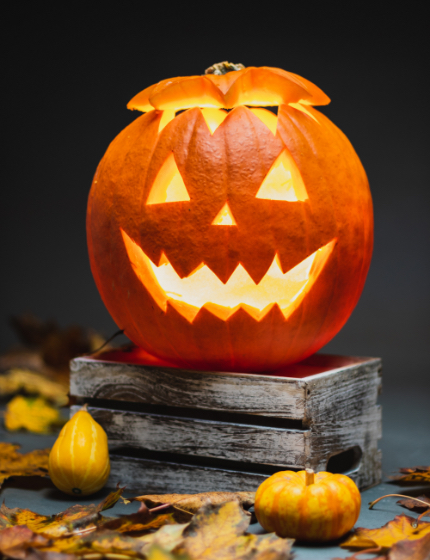 A spooky pumpkin scene